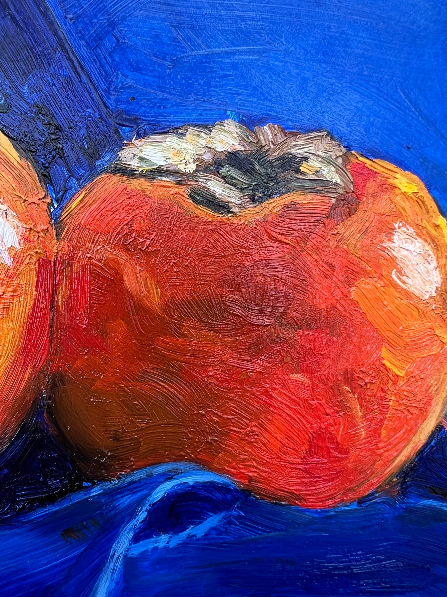 Persimmons on royal blue