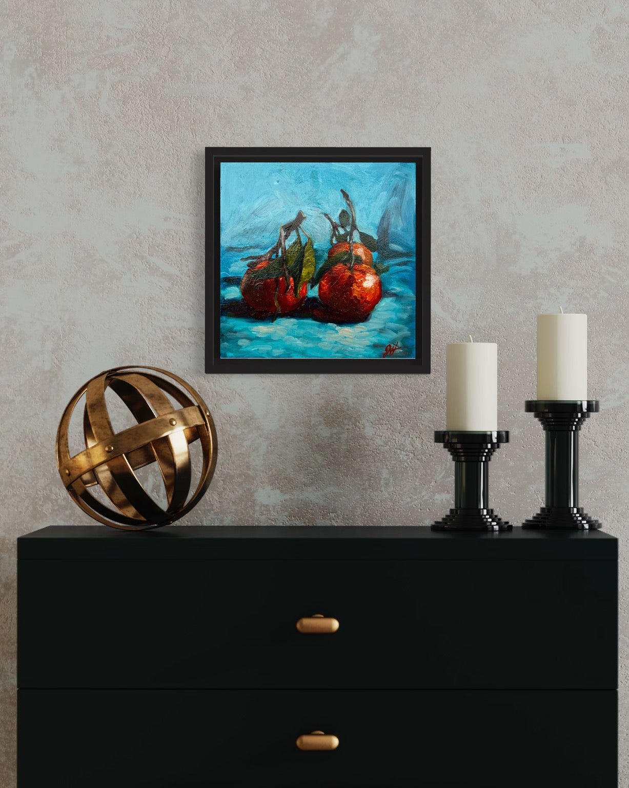 Teal & tangerines - Johanna Hattner Fine Art