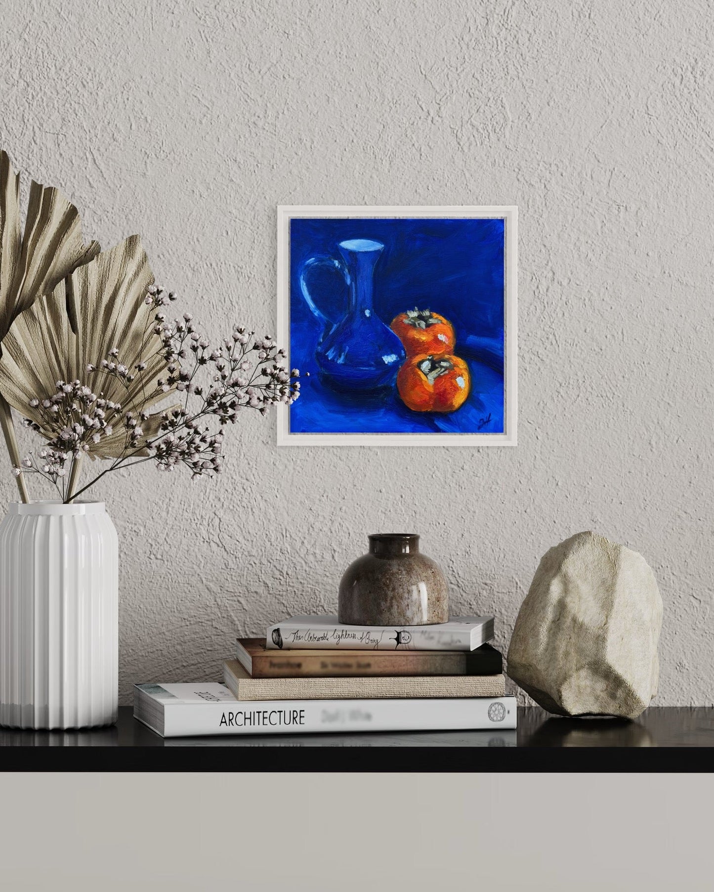 "Persimmons and blue vase" - Johanna Hattner Fine Art