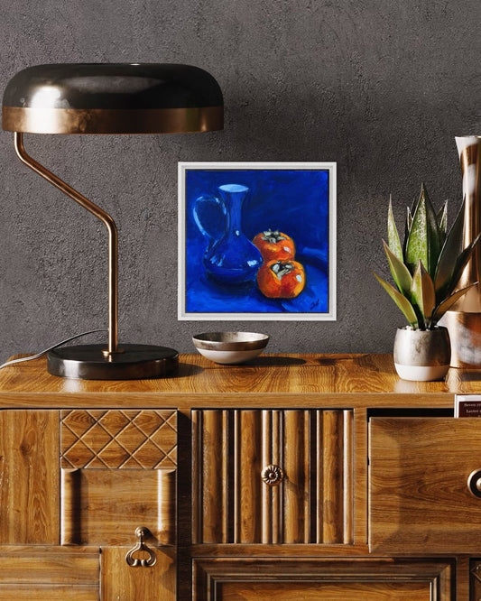 "Persimmons and blue vase" - Johanna Hattner Fine Art
